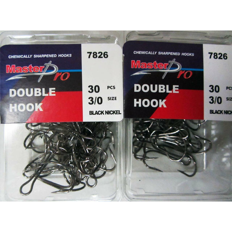 60 x Quality Chemically Sharpened Fishing Double Hooks 3/0
