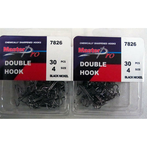 60 x Quality Chemically Sharpened Fishing Double Hooks 4# Fishing Tackle, Hook - Bait Tackle Direct