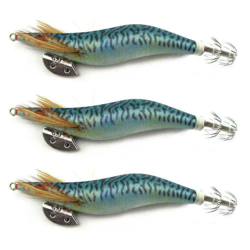 3 X Squid Jigs Popular Pilchard Colour Fishing Tackle 090