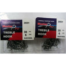 60 x Quality Chemically Sharpened Fishing Treble Hook Size 6