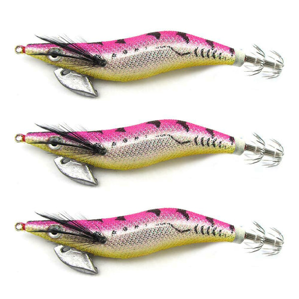 3 X High Quality Fishing Squid Jigs Popular Hot Pink126,Tackle Lure Hooks - Bait Tackle Direct