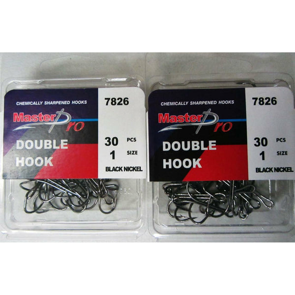 60 x Quality Chemically Sharpened Fishing Double Hooks 1# Fishing Tackle,Hook - Bait Tackle Direct