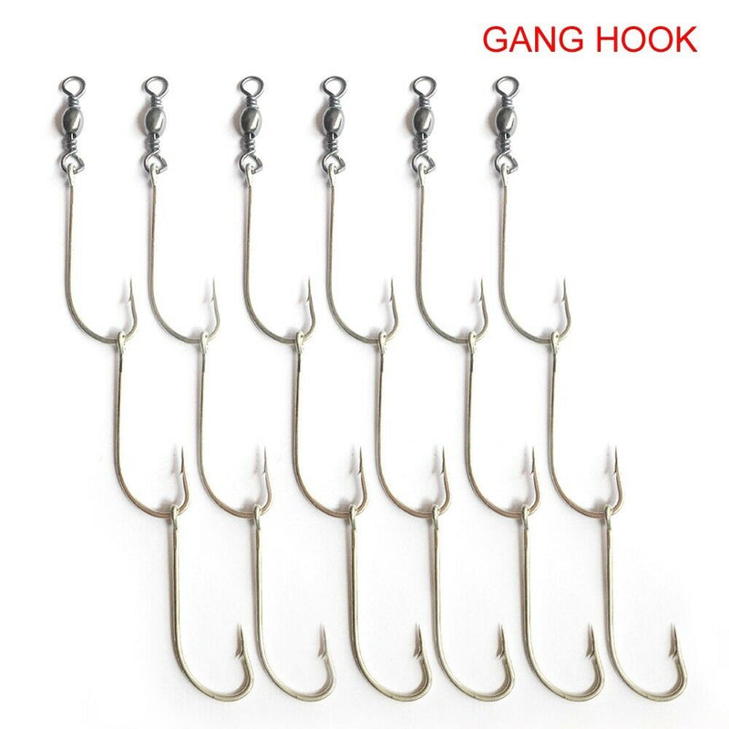 Pre-rigged Gang Hooks 10 Sets Size 3/0 Fishing Tackle Bait