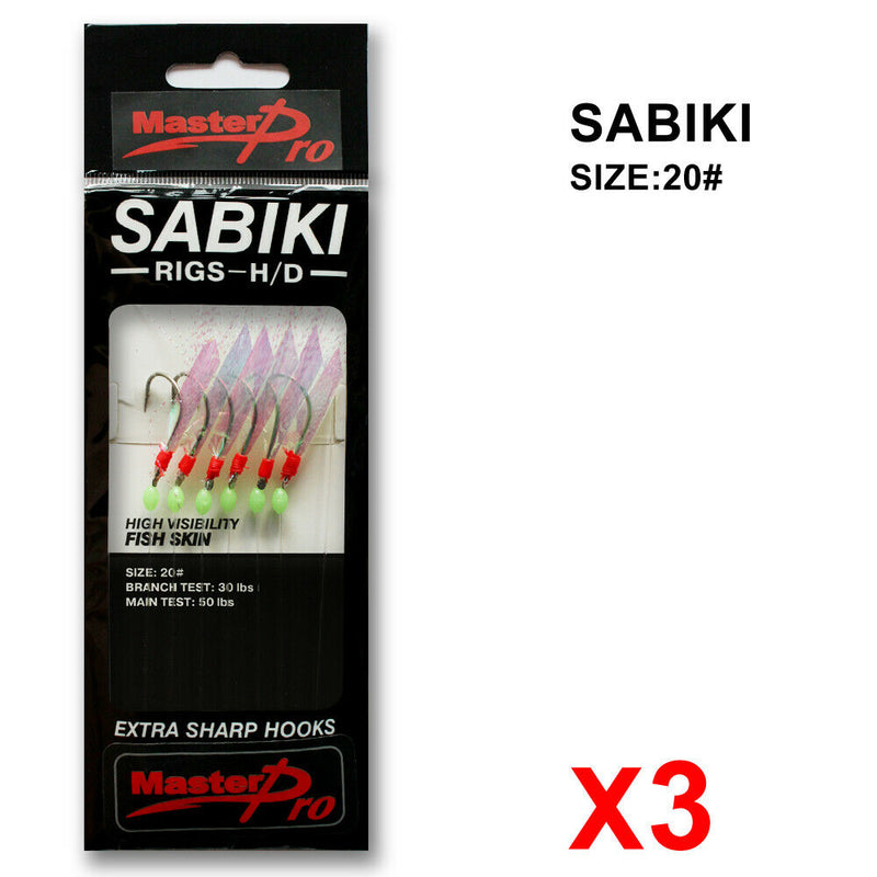 3 Packs 14# -20# Sabiki Bait Rigs Fishing Tackle