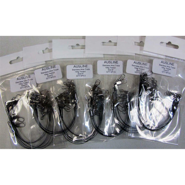 36 X Fishing Stainless Steel Leaders With Snap And Swivles In 6"Long, Tackle - Bait Tackle Direct
