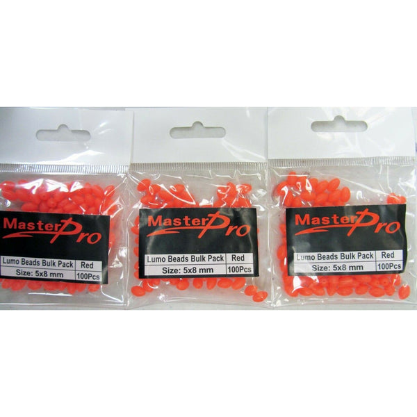 300 x Fishing Lumo Soft Beads Red Oval Size 5X8mm Fishing Tackle Special - Bait Tackle Direct