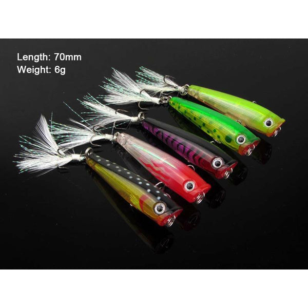5 X Transparent Popper Fishing Lure Suitable For All Fish Species 7cm, 6g B - Bait Tackle Direct