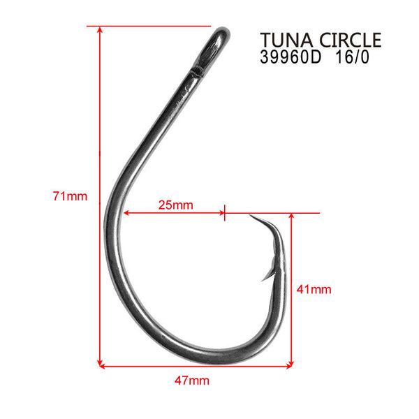 10 X Chemically Sharpened Tuna Circle Hooks Size 16/0 Fishing Tackle