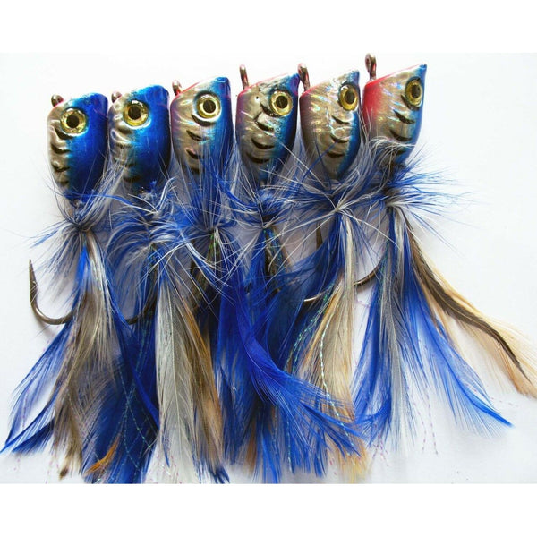 6 X New Generation Quality Medium Surf Popper Fishing Lure Blue Laser Colour - Bait Tackle Direct