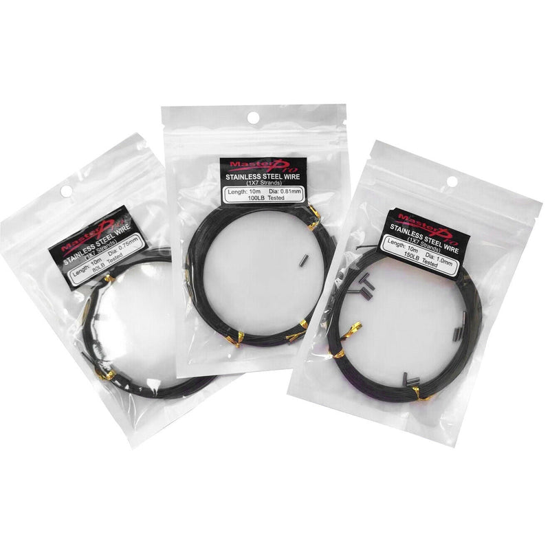 Nylon Coated Stainless Steel Wire 3 sizes x 10m Each Fishing Tackle / 80lb,  100lb, 150lb.