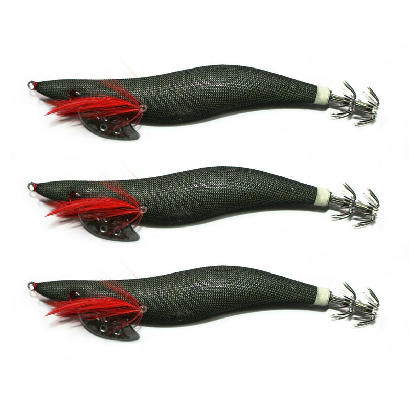 3 X Fishing High Quality Squid Jig In Various Sizes Black Tackle Lure Special - Bait Tackle Direct