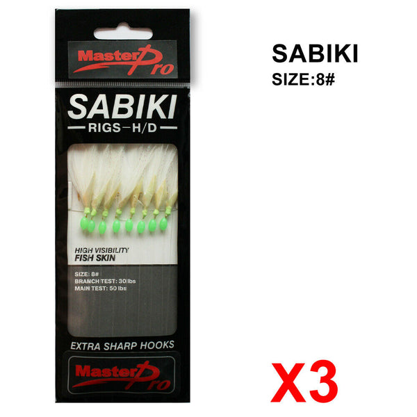 3 Packs 8# -16# Sabiki Bait Rigs Luminous Beads Fish Skin Fishing Lures Hooks - Bait Tackle Direct