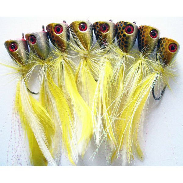 8 X New Generation Quality Surf Poppers Fishing Lure On Exciting Yellow Colour - Bait Tackle Direct