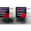 60 x Quality Chemically Sharpened Fishing Double Hooks 6