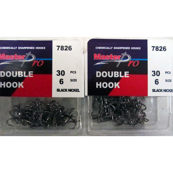 60 x Quality Chemically Sharpened Fishing Double Hooks 6# Fishing Tackle,Hook - Bait Tackle Direct