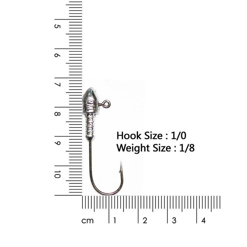 20X1/0,1/8OZ Jig Heads Chemically Sharpened Hook Fishing Tackle