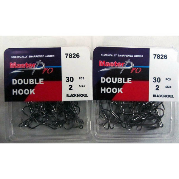 60 x Quality Chemically Sharpened Fishing Double Hooks 2# Fishing Tackle,Hook - Bait Tackle Direct