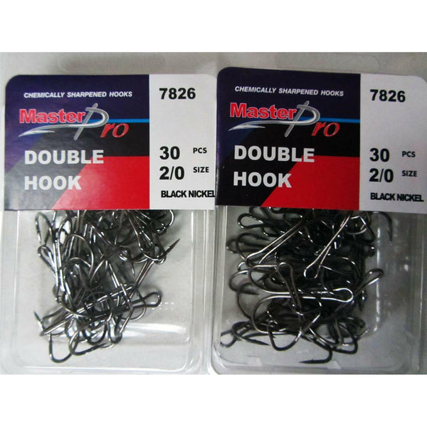 60 x Quality Chemically Sharpened Fishing Double Hooks 2/0# Fishing Tackle, Hook - Bait Tackle Direct
