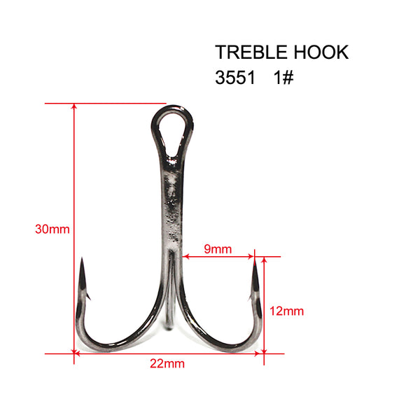 60 x Quality Chemically Sharpened Treble Hook Size 1# - Bait Tackle Direct
