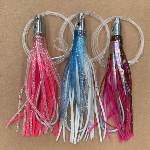 2pcs Tuna Trolling Lures Resin Head 15cm 35g Feather Flasher