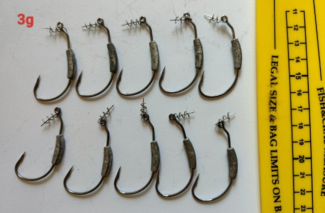 Weighted Weedless Hooks  jig head for soft plastic lures 1/0,2/0,4/0 - Bait Tackle Direct