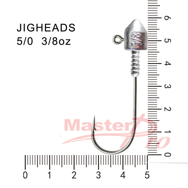 10 Size 5/0, 3/8OZ Jig Heads High Chemically Sharpened Hooks Fishing Tackle - Bait Tackle Direct