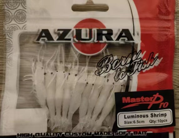 Azuna 20pcs Soft Plastic Luminous Prawn Shrimp Yabbie Fishing Lure 65mm - Bait Tackle Direct