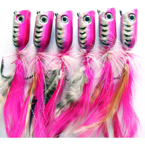 6 X Quality Huge Surf Poppers Fishing Tackle (Red) - Bait Tackle Direct
