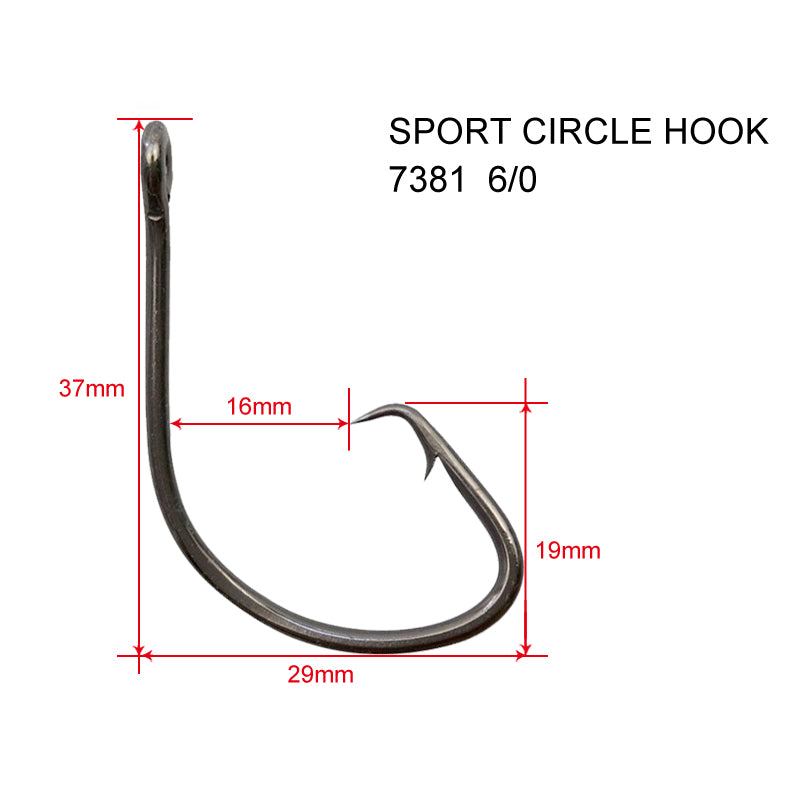 Multi-size Chemically Sharpened Sport Circle Hooks 4/0,5/0, 6/0, 8/0