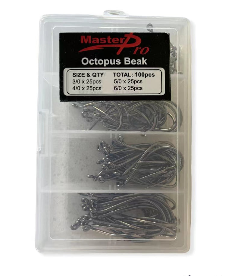 MASTERPRO 100pcs Octopus BAK Hook Assortment – Sizes 2/0–5/0 Fishing Tackle MASTERPRO 100pcs Octopus BAK Hook Assortment – Sizes 2/0–5/0 Fishing Tackle