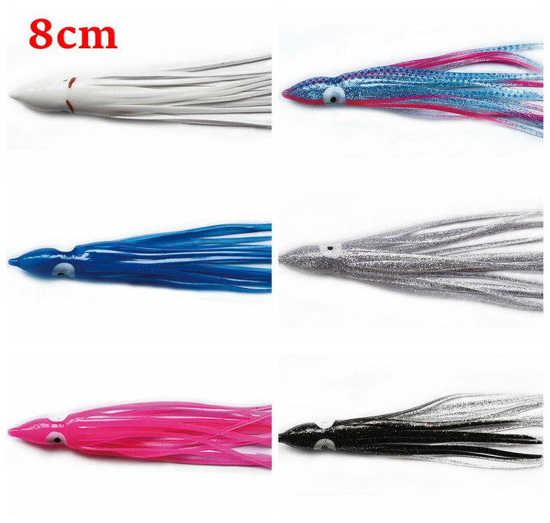 30 XOctopus Squid Skirt Trolling Jig Lure Fishing Tackle 8cm - Bait Tackle Direct