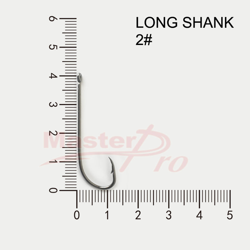 100X High Quality Long Shank Hooks Size 2