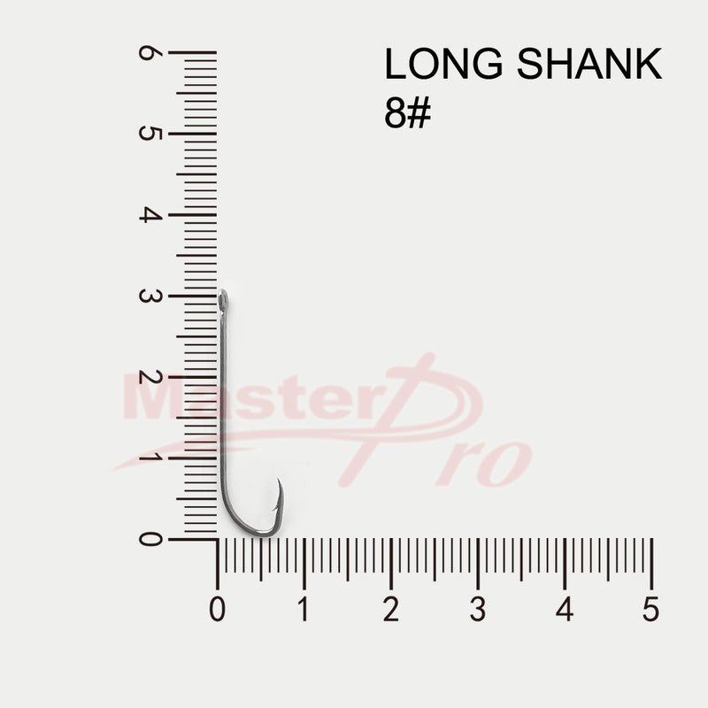 100X High Quality Long Shank Hooks Size 8