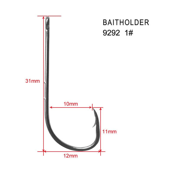 100 x 1# Chemically Sharpened Baitholder Hooks Straight eyes Fishing Tackle - Bait Tackle Direct