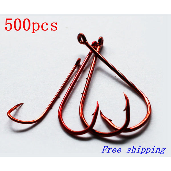 500X Long Shank Baitholder Hooks RED Size 8# Fishing Tackle