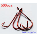 500X Long Shank Baitholder Hooks RED Size 1