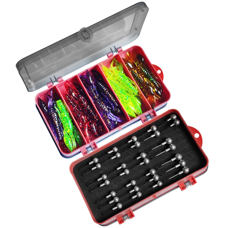 3 sizes of jig heads, 16pcs of 4 colours of yabbies  with double side soft plastic box C - Bait Tackle Direct