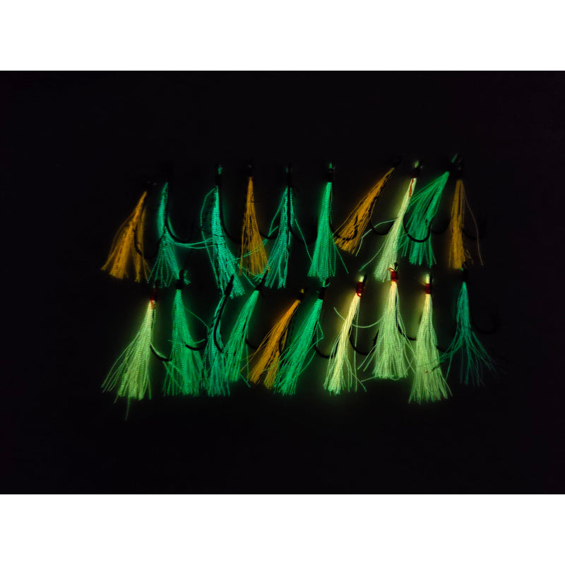 20 X DIY Luminous Flasher HookFishing Rig Assorted Colors Hooks Size 2