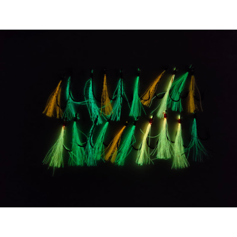 20 X DIY Luminous Flasher Hook Fishing Rig Assorted Colors Hooks Size 4