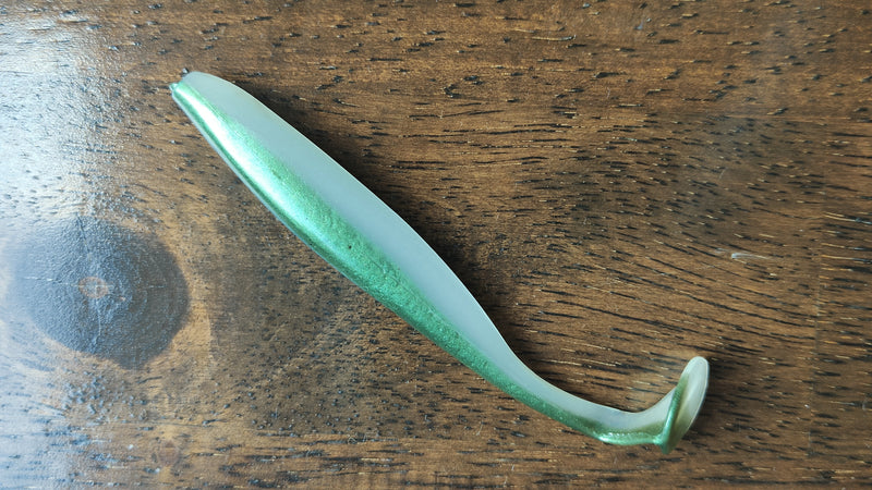 10pcs Soft Plastic Paddle Tail Shad Green Colour 12cm  S3118 Bonus 5 Jig heads - Bait Tackle Direct