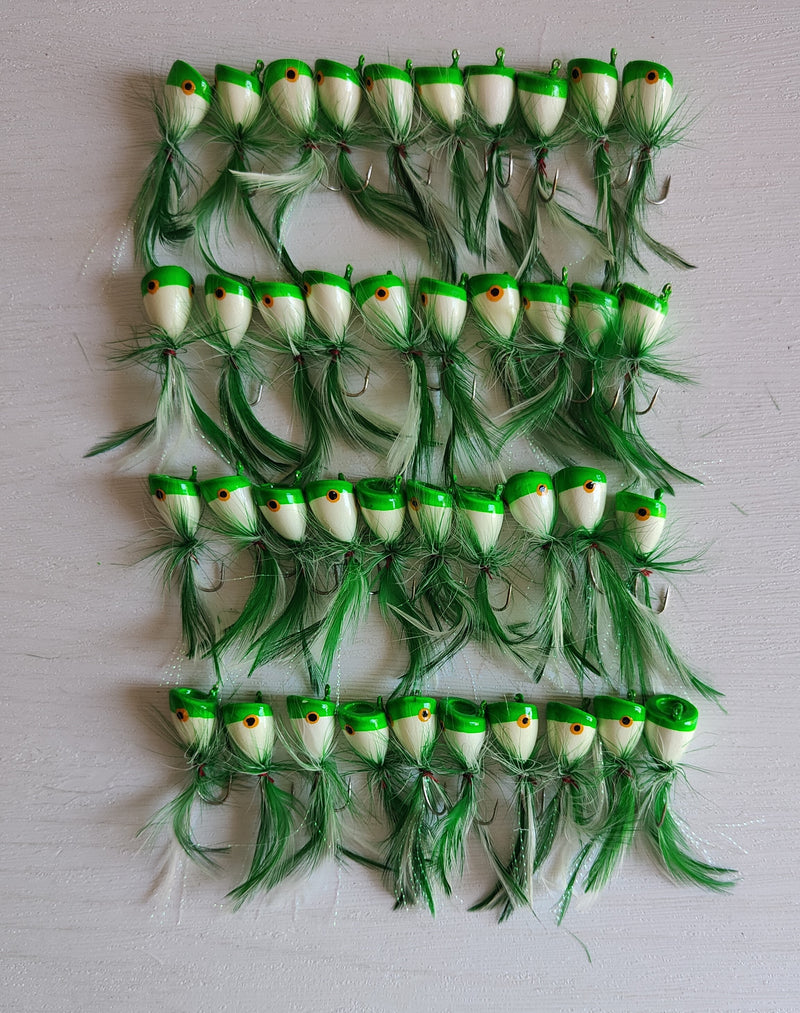 40/100pcs x Small New Generation Quality Surf Poppers GREEN - Bait Tackle Direct