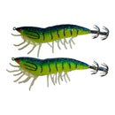 2 x Shrimp Fishing Lures Luminous Leg Squid Jigs 3.5 Green - Bait Tackle Direct