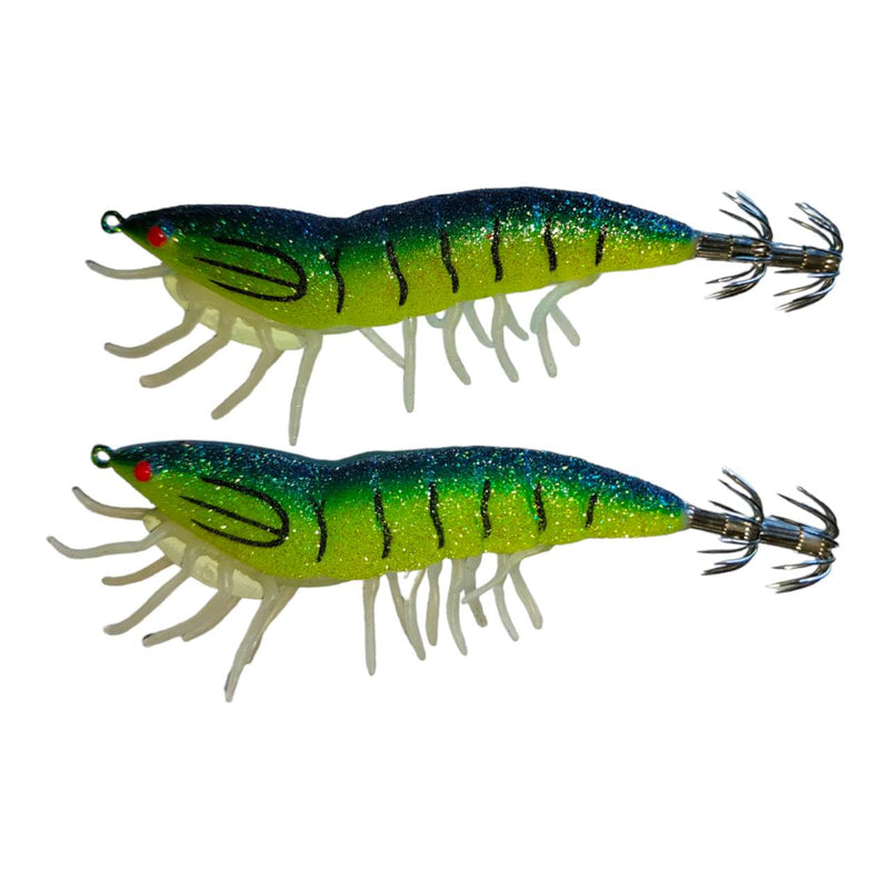 2 x Shrimp Fishing Lures Luminous Leg Squid Jigs 3.5 blue | Bait