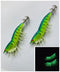 2 x Shrimp Fishing Lures Luminous Leg Squid Jigs 3.5 Green - Bait Tackle Direct