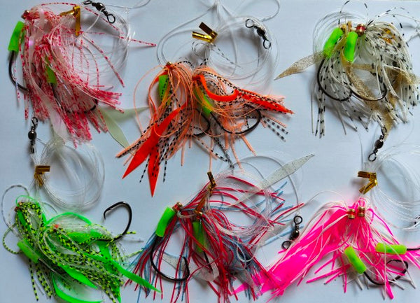 MasterPro Skirt Rigs Snapper Fishing Rigs in 6 Colours 5/0 60lb leader - Bait Tackle Direct