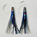 2pcs Jet Head Rigged skirts  150lb premium mono leader, 6/0 PS steel hook BLUE - Bait Tackle Direct