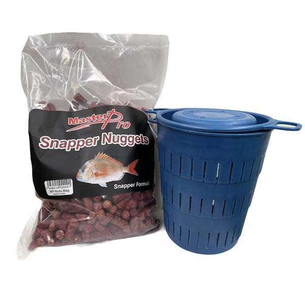 Tuna Oil Base Snapper Nuggets Pellets 700g Plus Berley Cage Bucket With Lid Fishing Tackle - Bait Tackle Direct