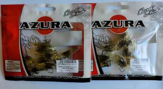 Azura  20pcs Soft Plastic Yellow mini Shrimp Fishing Lure with hooks 40mm - Bait Tackle Direct