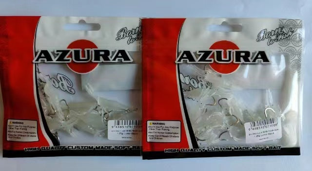 Azuna 20pcs Soft Plastic Luminous mini Shrimp Fishing Lure with hooks 40mm