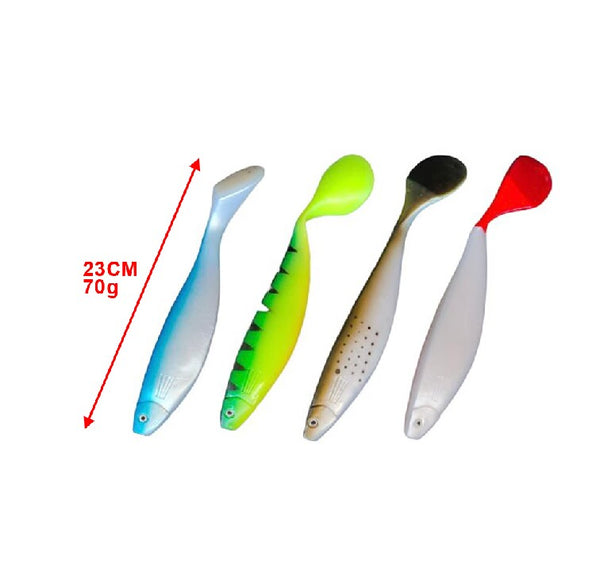 4pcs Extra Large Paddle Tail Swimbaits Soft Plastic Lure 9"(23cm) 70g - Bait Tackle Direct